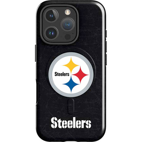 NFL Pittsburgh Steelers Distressed iPhone 16 Pro Magsafe Impact Case